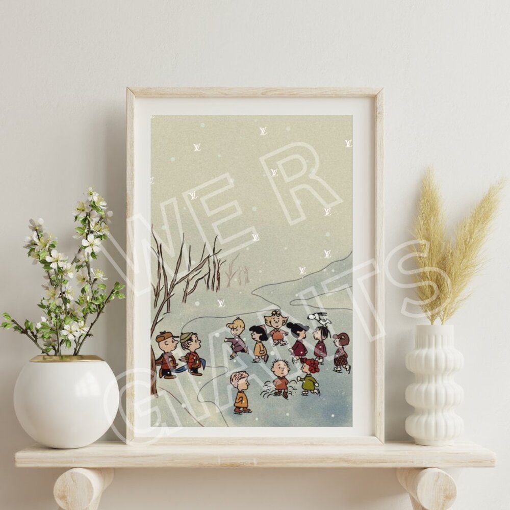 Louis Vuitton Snowy Days- Charlie Brown & Friends Ice Skating 11x17 Wall Decor